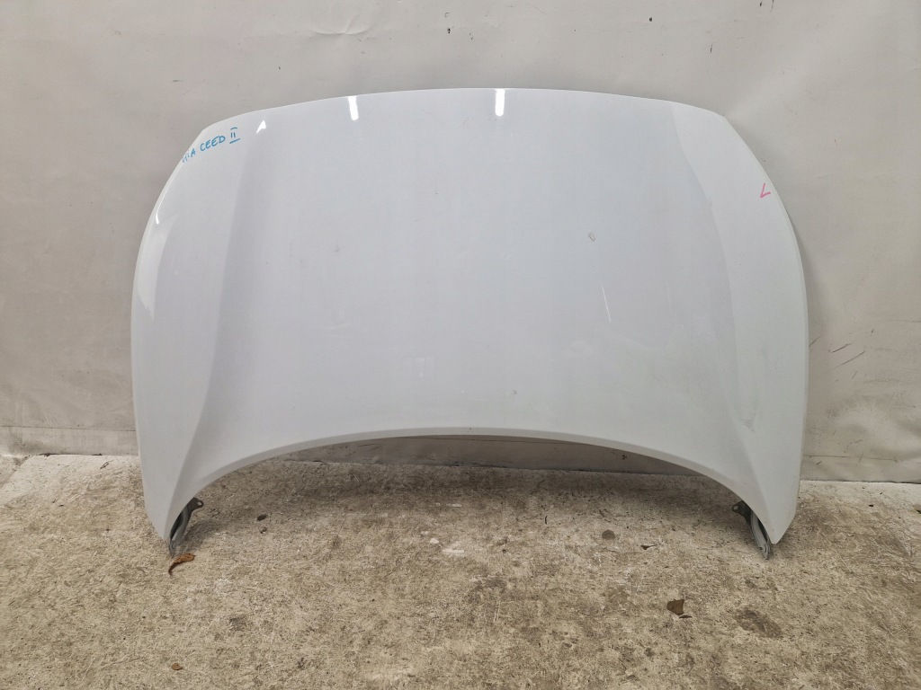 фото №1, Капот крышка двигателя kia ceed ii комплектная демонтаж белый петли