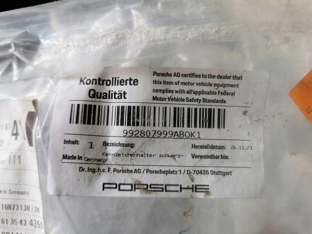 фото №13, Подкладка рамка pod номерной знак регистрационная porsche 911 992 19- 992807287s