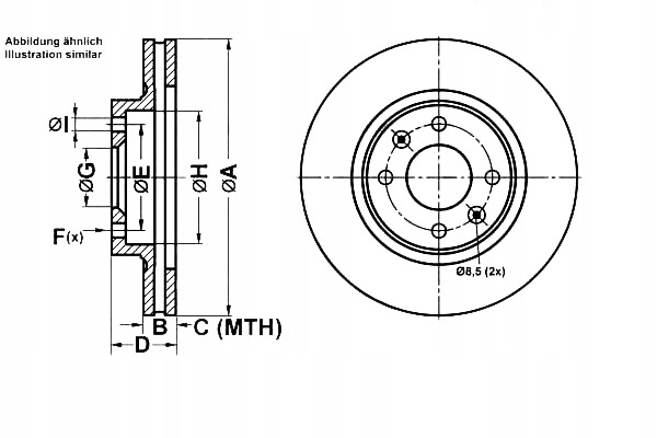 фото №1, Ate гальмівні диски гальмівні 2szt dacia logan ii tce 90
