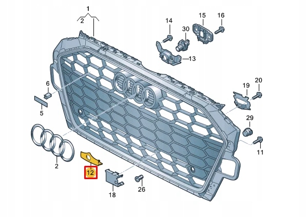 фото №8, Audi a4 b9 бампер передний решётка радиатора нижняя гайка 8w0853140g9b9