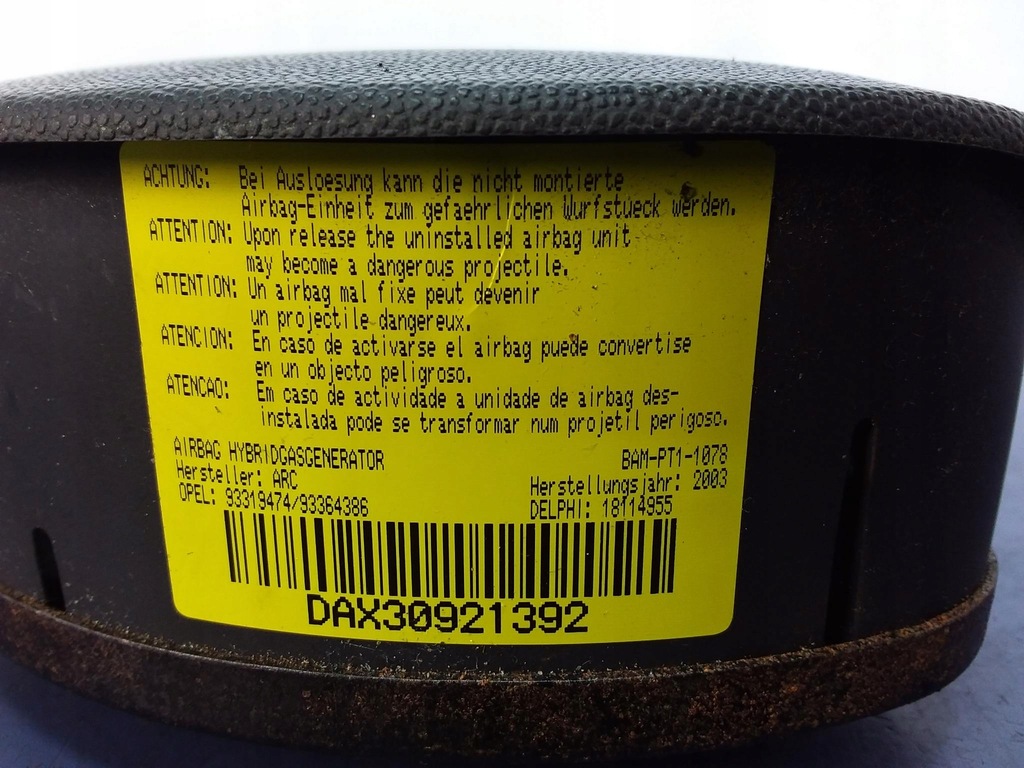 фото №4, Opel meriva i a подушка безопасности подушка водителя 93319474