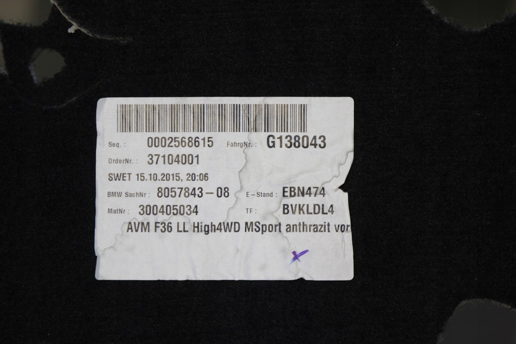 фото №6, Bmw f36 коврик обшивка перед передняя m-pakiet eu x-d 8057843
