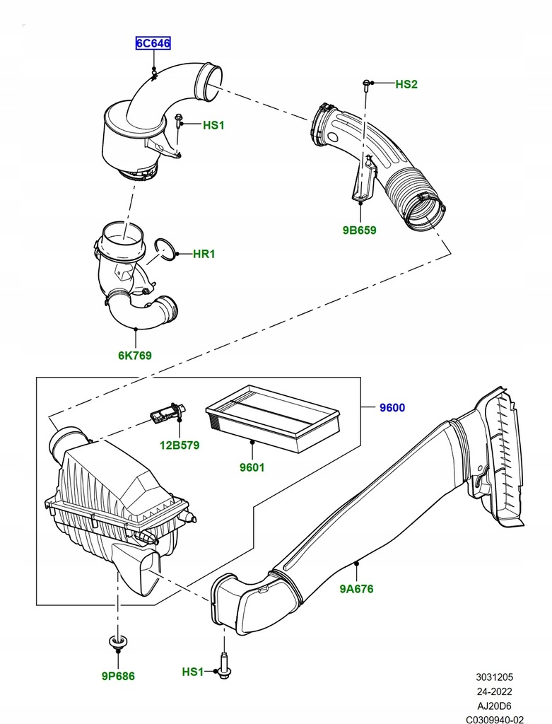 фото №9, Оригинальная труба впуск фильтра воздуха new defender l663 20- 3.0 lr142011