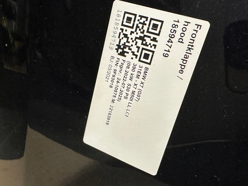 фото №6, Bmw x7 g07 капот крышка двигателя цвет 416 карбон schwarz