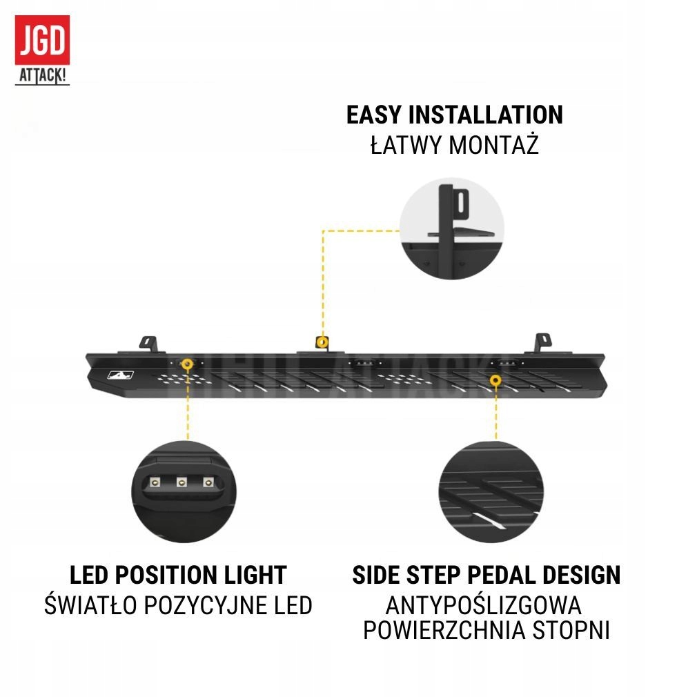фото №11, Стальной пороги боковой с led – off-road – набор jeep wrangler jk 2007-2017