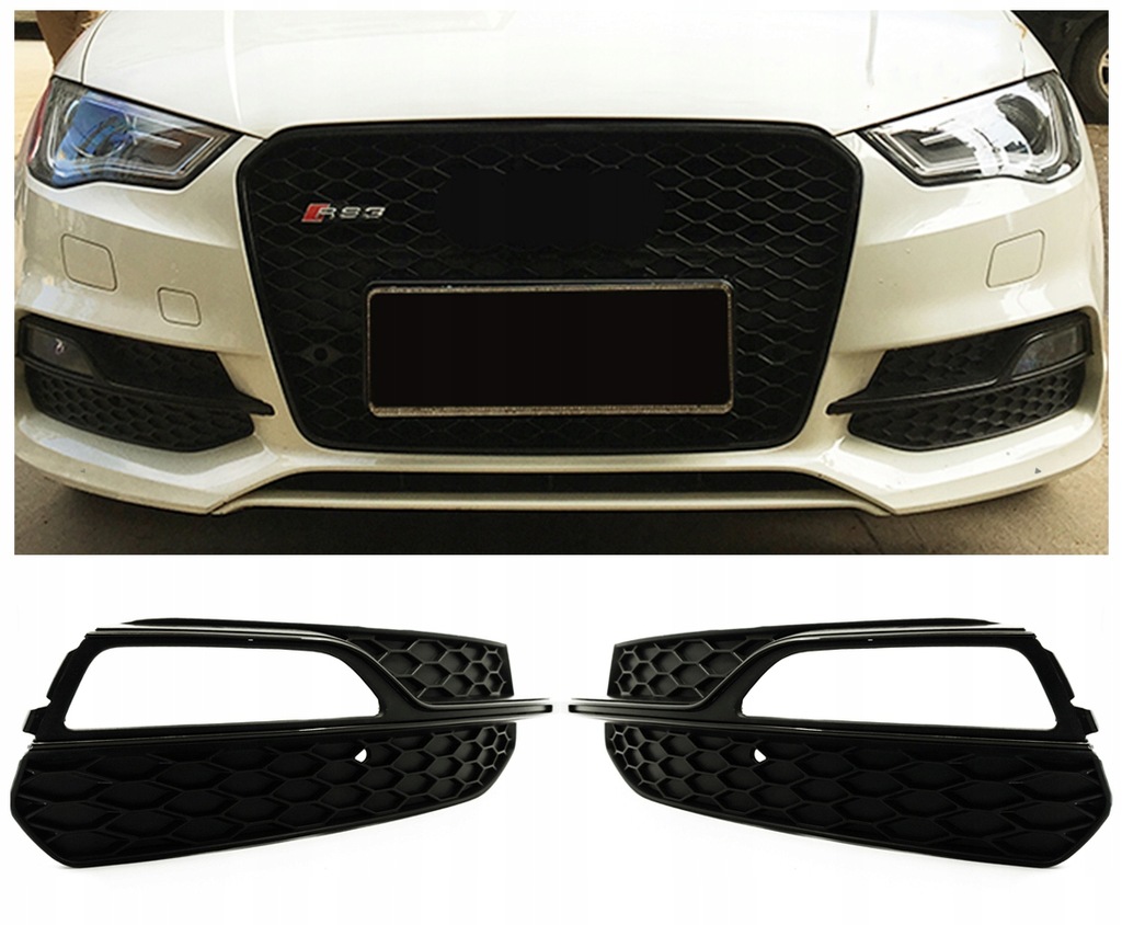 фото №16, Решітка решітка радіатора pod протитуманна фара audi a3 8v s3 13-17 p+l plaster стільники чорний