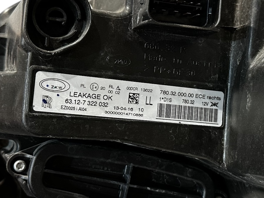 фото №8, Rolls royce wraith ghost фара правая лампа rh 63127322032