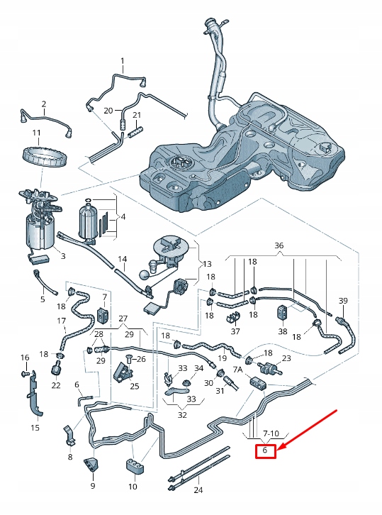 фото №1, Audi a5 sportback 8t fuel line with вентиляционный клапан труба 8k0201544dh