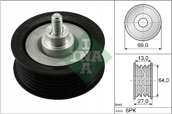 фото №1, Schaeffler ina 532 0477 10 ролик напрямна / напрямна, ремінь клиновий зубчастий