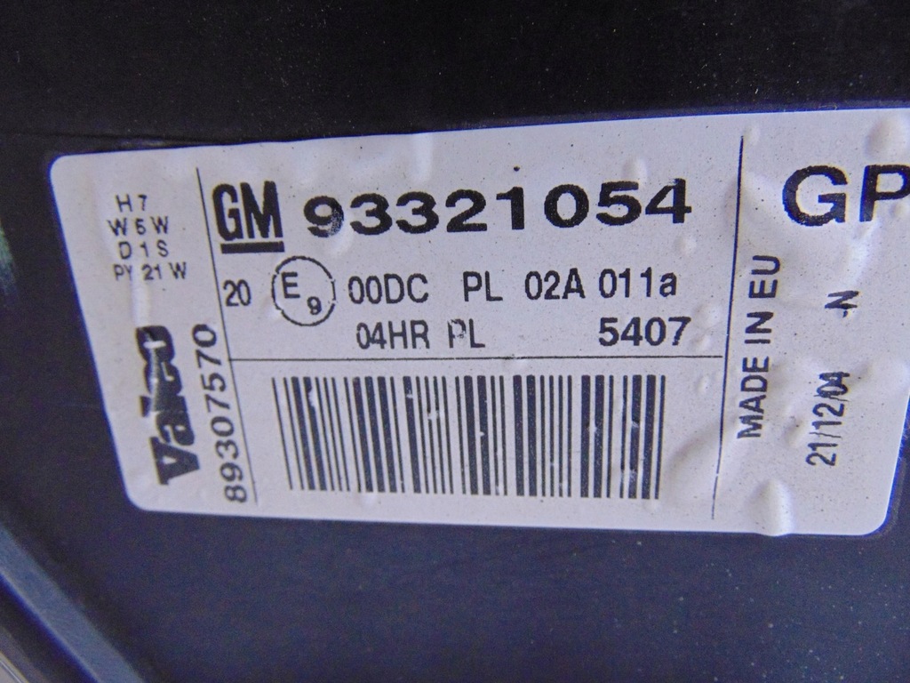 фото №15, Лампа ліва перед ксенон opel meriva a 93321054 89035113 europa комплектна