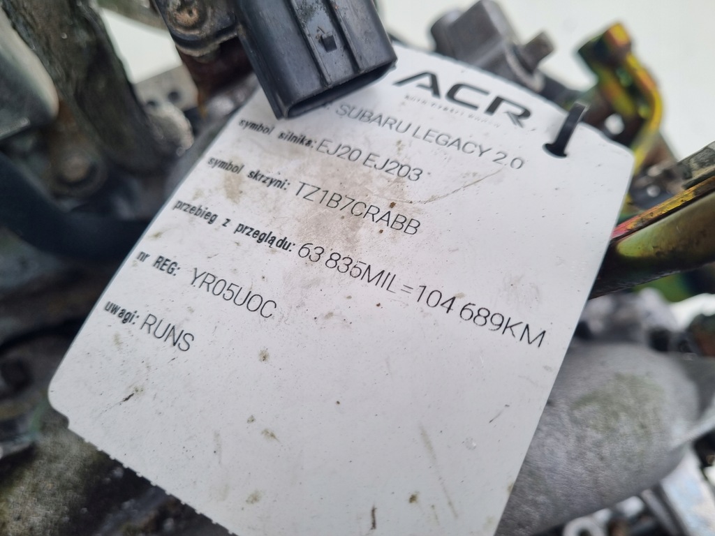 фото №11, Двигатель subaru outback iii 2.0 16v 138km задокументировано 104tyś ej20 ej202