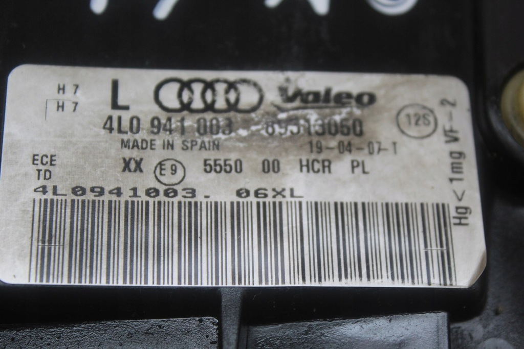 фото №10, Лампа левый перед h7 audi q7 4l 4l0941003