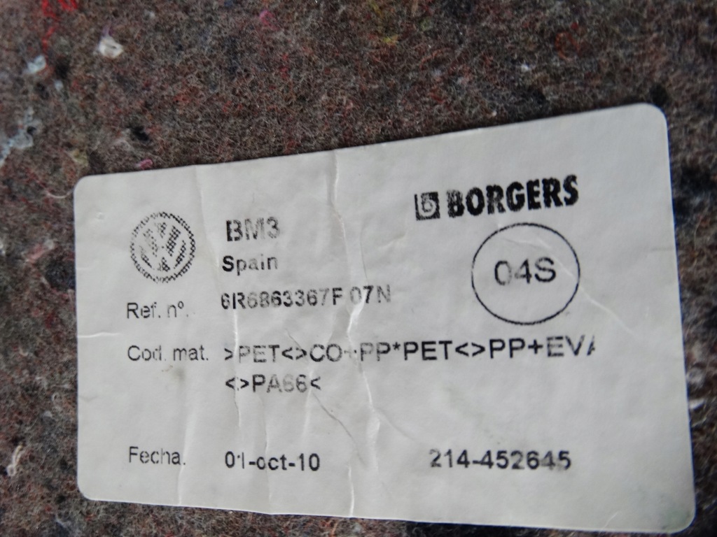 фото №11, Коврик обшивка пол volkswagen polo 6r 6r6863367f