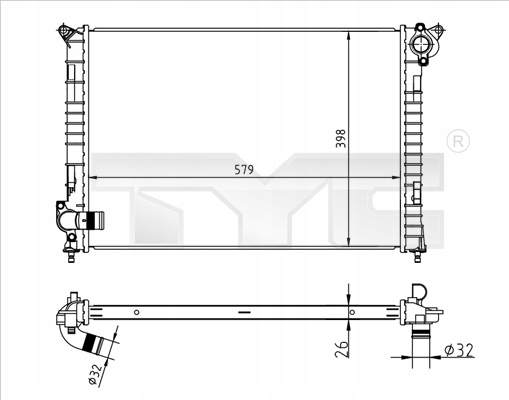 фото №3, Tyc радиатор wody mini r50 r52 r53 2001-2003 722-0001