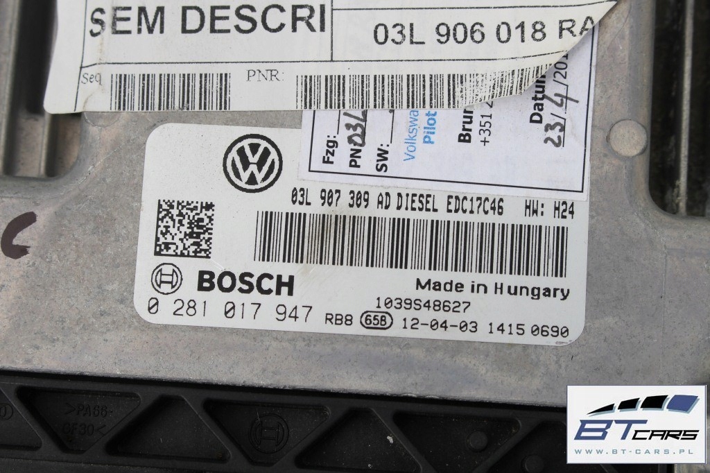 фото №7, Vw scirocco модуль блок керування бортовий комп'ютер двигуна 2.0 tdi 03l906018ra 03l907309a