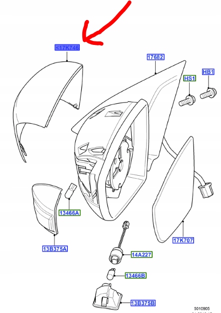 фото №1, Корпус зеркало левая ford s-max galaxy 2008-10