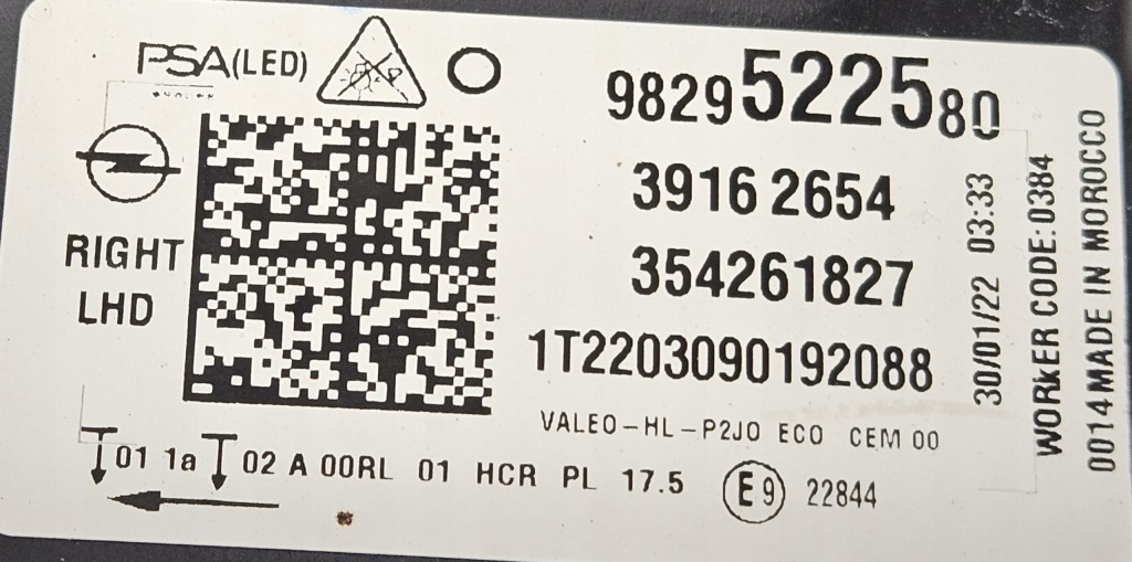 фото №16, Права передня перед лампа full led opel corsa f vi 6 9829522580 / 39162654