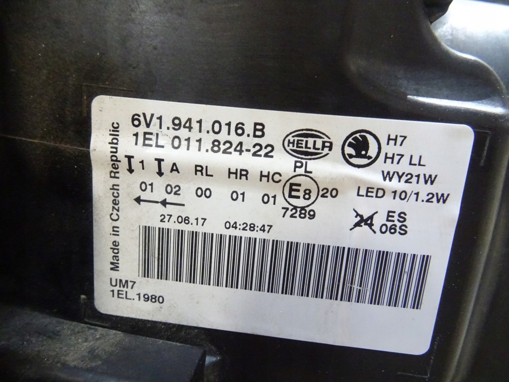 Skoda fabia 3 3 14- фара правый  перед линза led 6v1941016b llu Цена