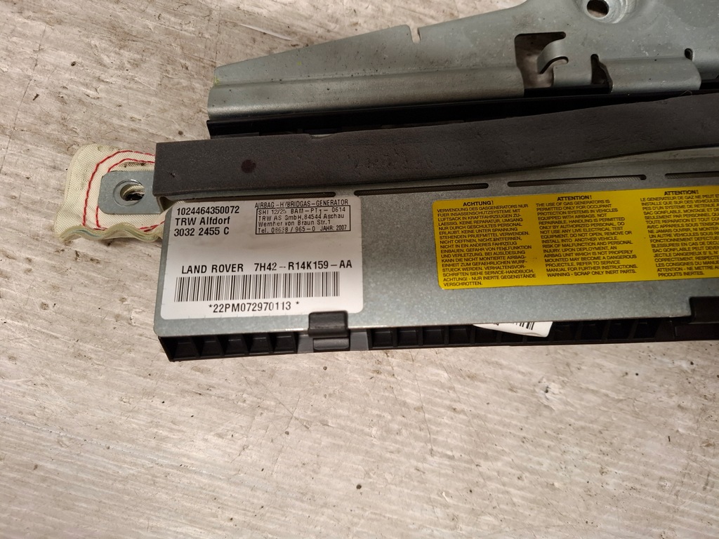 фото №3, Range rover iii l322 шторка безпеки подушка подушка безпеки правий задня 7h42-r14k159-aa