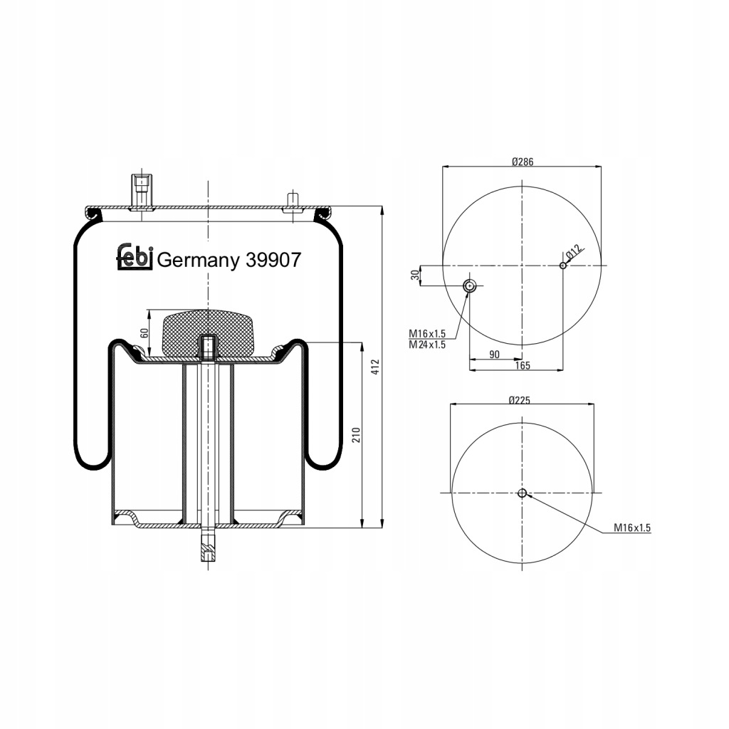 Fe39907_m пневмоподушка rvi premium/magnum комплект . Доставка