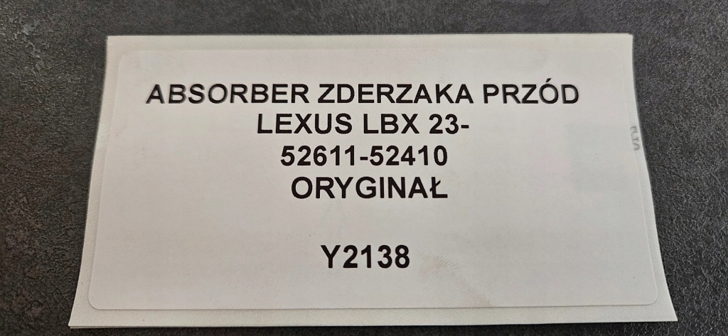 Купить Абсорбер бампера перед lexus lbx 23- оригинал 52611-52410