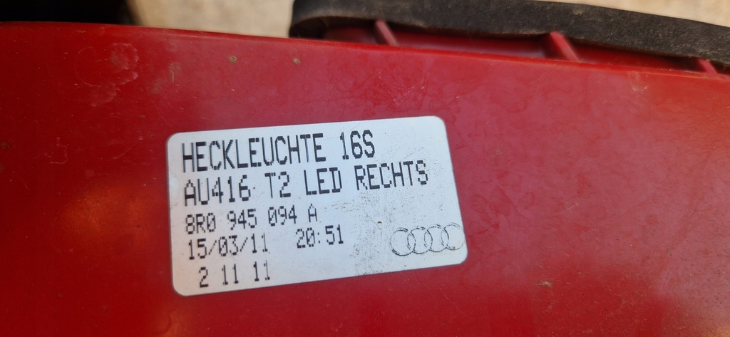 фото №8, Audi q5 8r 8r0945094a 8ro945093a роз'єми роз'єми лампи задня led