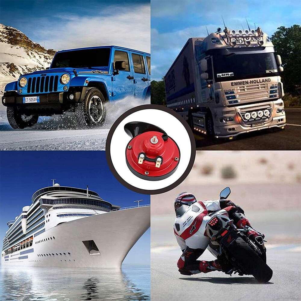 фото №7, Громкий клаксон автомобильный червяк 12v x2 красный 300db