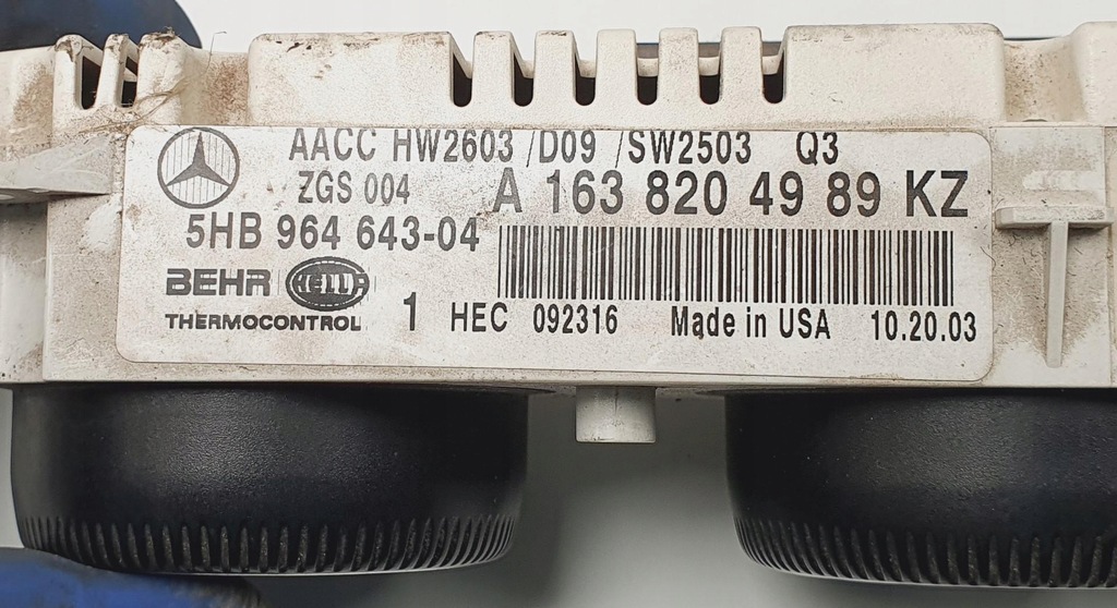 фото №8, Панель керування вентиляція mercedes ml w163