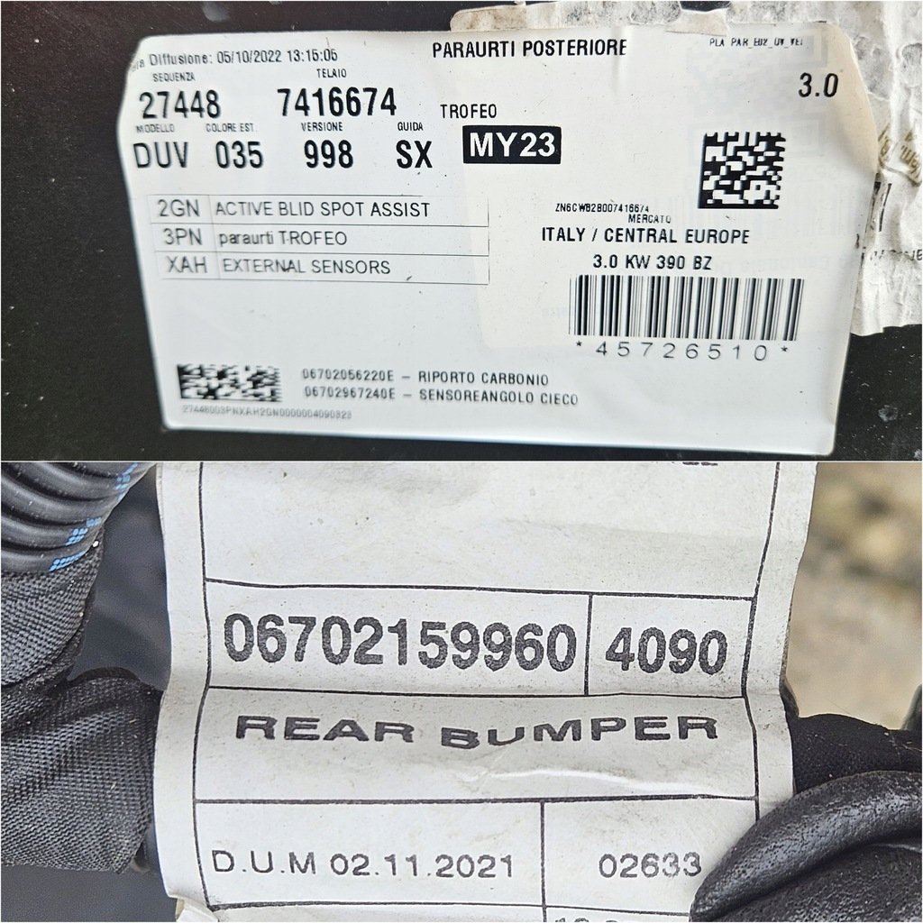 фото №15, Бампер задний maserati grecale trofeo карбон 3.0 2023- 670157362 670181333