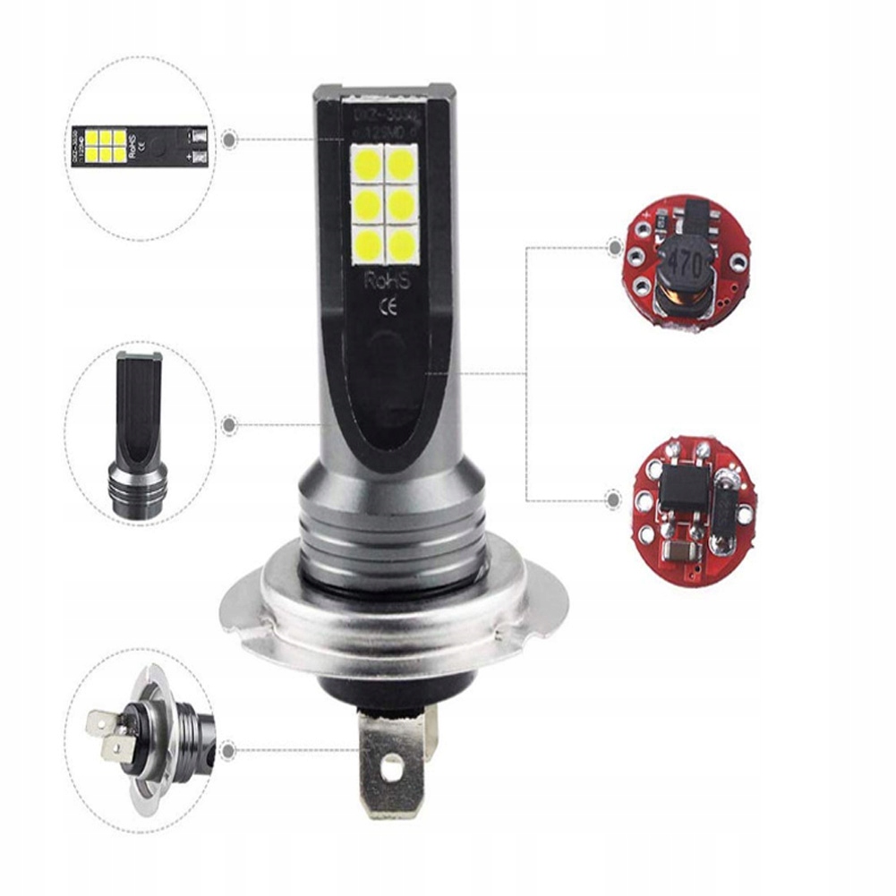 фото №12, Led h7 csp лампочка світлодіоди лампа лампочка 8000lm 6000k