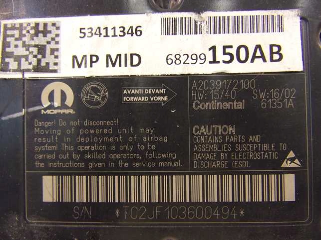 Jeep compass 2 17- датчик модуль подушка безопасности 68299150ab Доставка