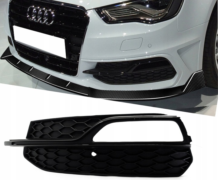 фото №11, Решітка решітка радіатора pod протитуманна фара audi a3 8v s3 13-17 p+l plaster стільники чорний