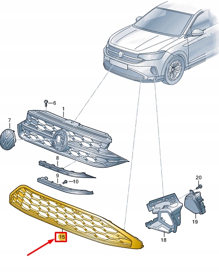 фото №1, Vw taigo cs передняя часть бампер center lower решётка 2g7853671aryp