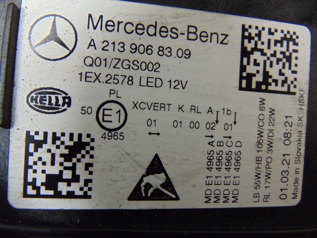 фото №16, Лампа левая перед mercedes w213 a2139068309 europa