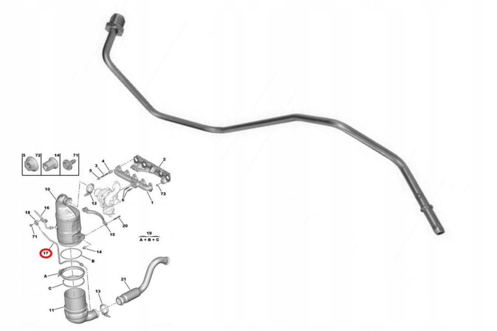 фото №1, Трубка шланг датчика dpf peugeot citroen 1.6 hdi oryg