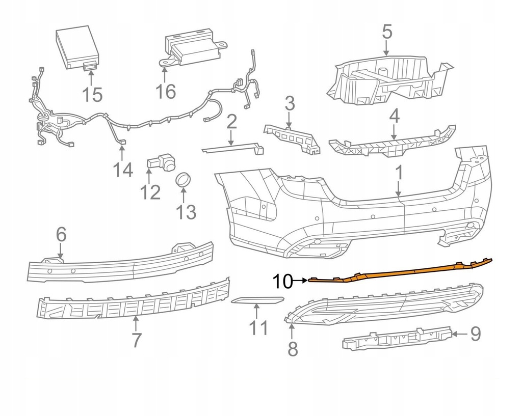 фото №2, Молдинг бампера задня chrysler 200 2015-