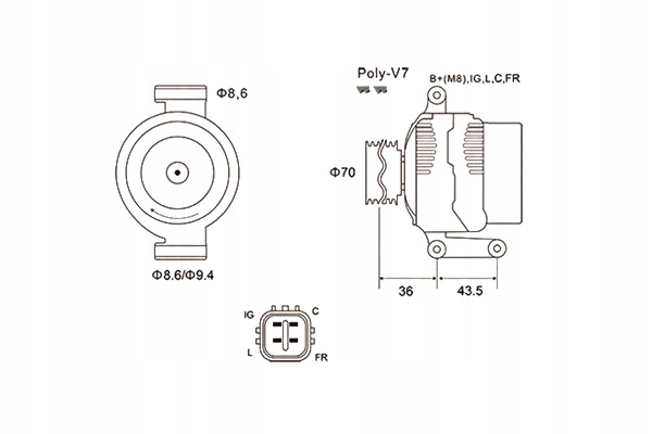 фото №2, Генератор 12v honda accord civic c-rv f-rv 2.0 2.2 2.4 2005 -