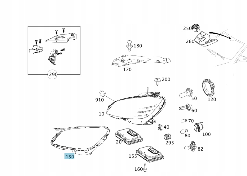 фото №2, Рамка фара левая mercedes w203 w204
