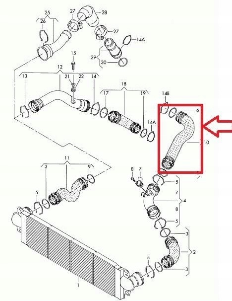 Шланг turbo интеркулер vw transporter t5 2,5tdi в Украине