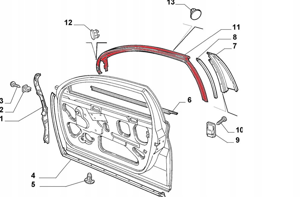 фото №3, Alfa romeo 166 прокладка obrysu стекло перед левая