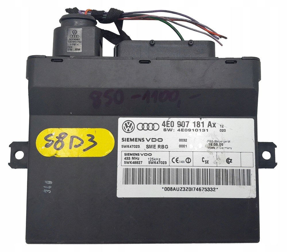 фото №1, Модуль блок керування keyss audi a8 d3 4e0907181ax
