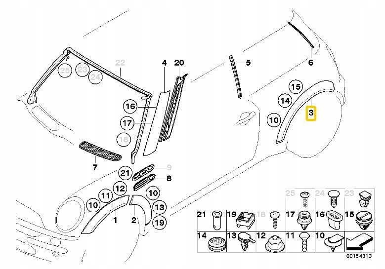 фото №4, Mini r50 r52 r53 молдинг накладка крила задня оригінальний номер l