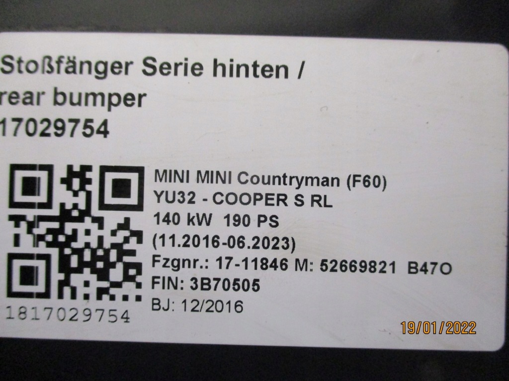 фото №11, Бампер mini countryman f60 s 4x pdc задняя задний