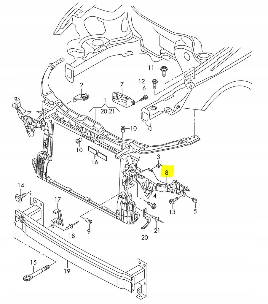 фото №9, 8x0805608 org vag кронштейн фара audi a1 11-14 pr