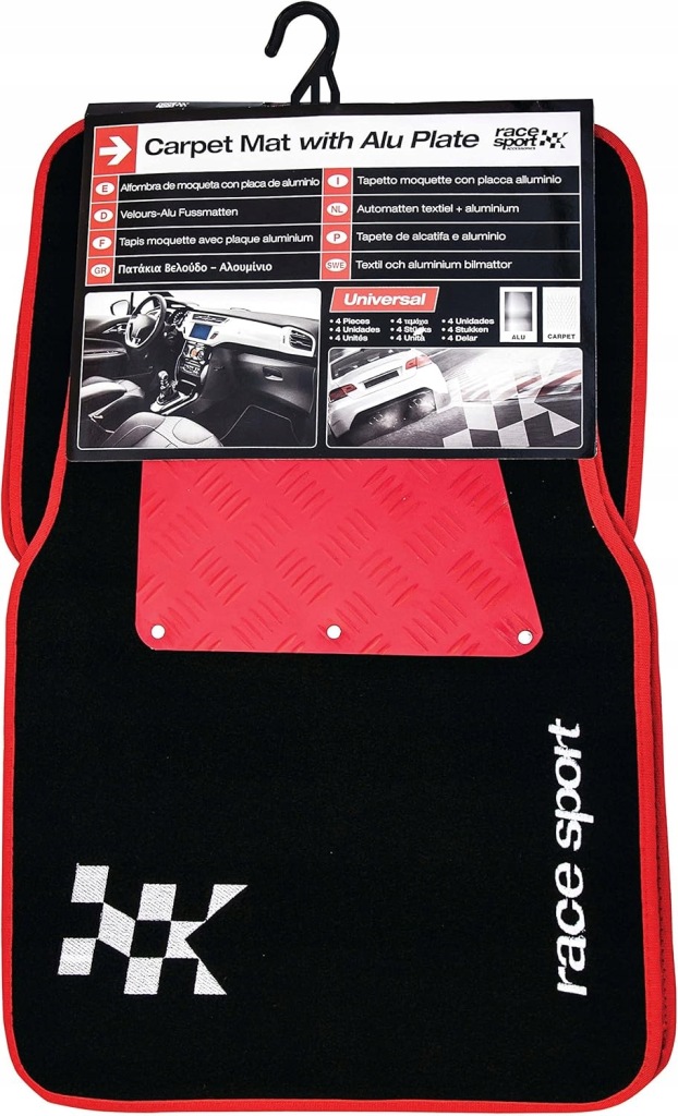 Купить Велюровые чёрные коврики автомобильные racing цвет: красный