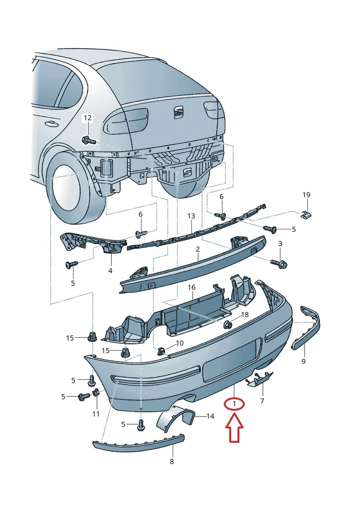 фото №1, Новый бампер задняя seat leon 1m 99-05 оригинальный номер aso rzeszów
