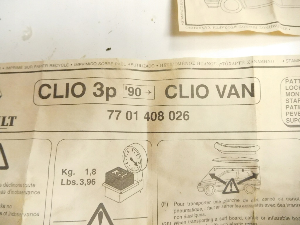 Купити Рейлінги дахові clio 1 7701408026