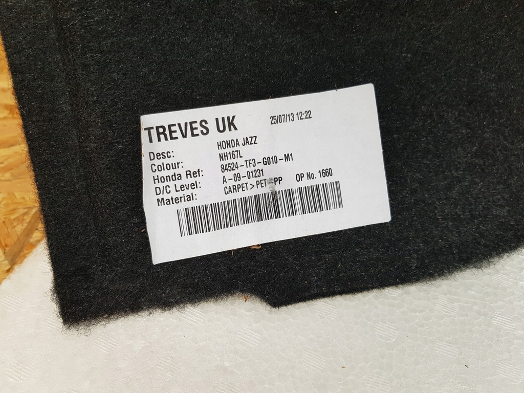 фото №6, Килимок обшивка багажника пінополістирол honda jazz iii 08-14