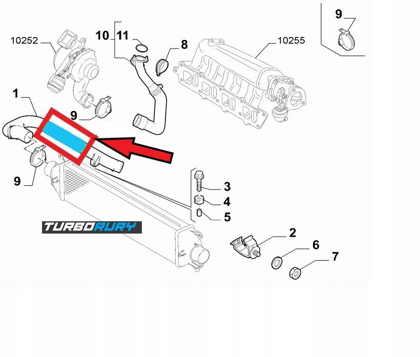 фото №7, Шланг труба wąż turbo интеркулер fiat bravo ii 1.9 jtd 51842860