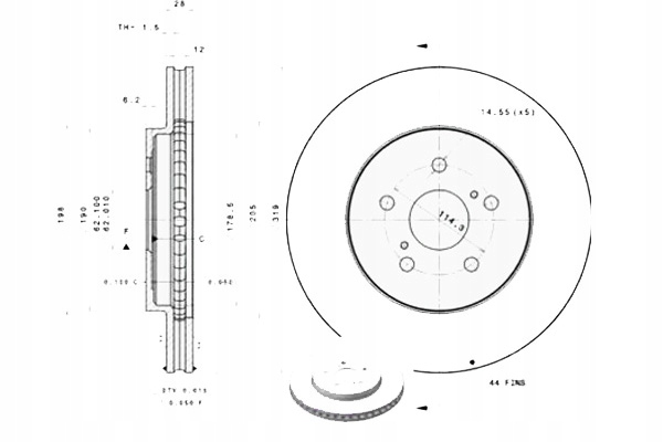 фото №1, Brembo тормозные диски тормозные 2szt lexus rx 400h mhu3_.